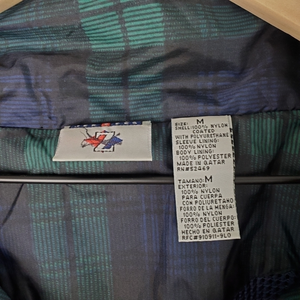 Jerzees Green Blue Plaid ZIp Jacket Vintage Medium - Picture 3 of 7